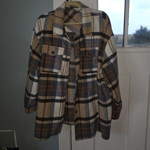 Plaid Button-Up Shirt Jacket